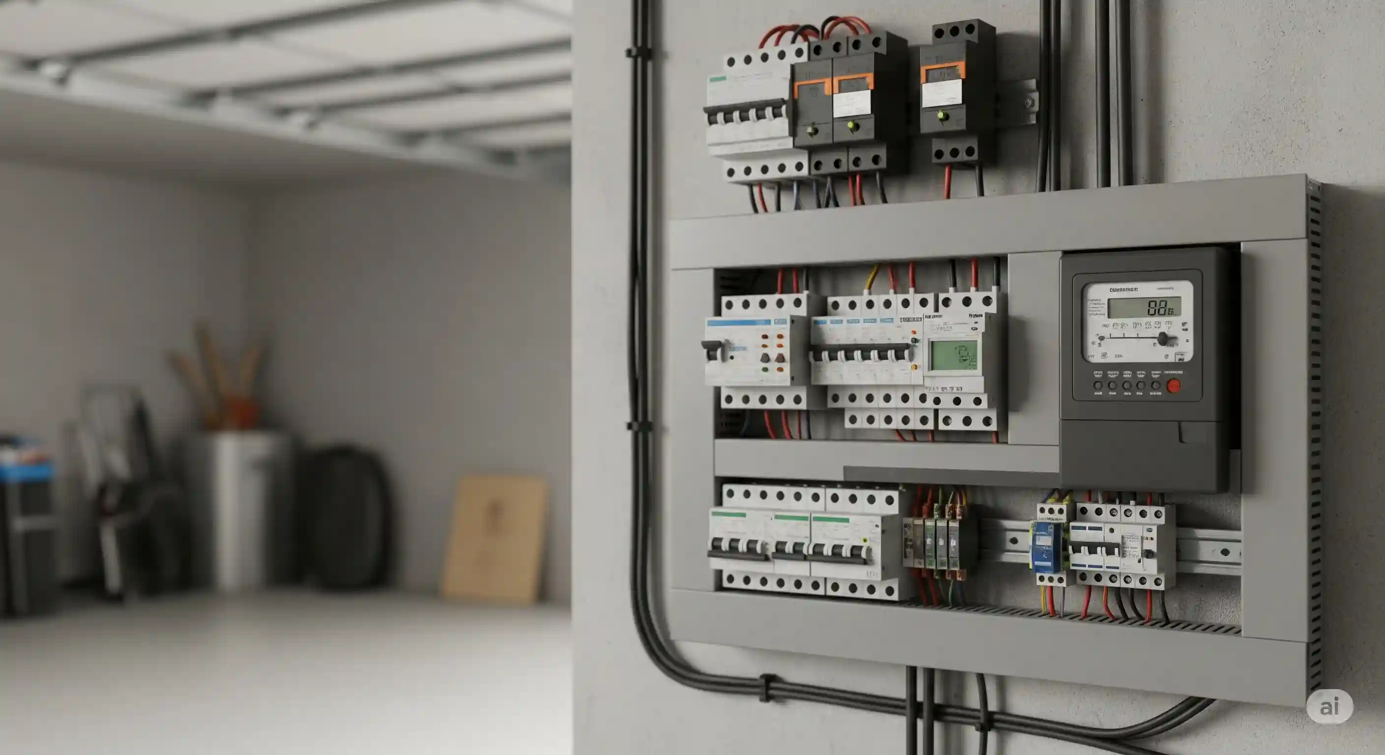 Quadro de distribuição de energia em uma residência